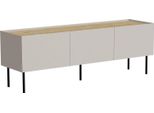 Dmora Mobile Porta Tv Calanna 40X150X52H Cm Beige Rovere, Apertura Battente 3 Vani