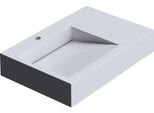 Doporro Lavabo Da Appoggio Rettangolare, Lavabo Sospeso Con Foro Rubinetto In Marmo Resina Bianco Lucido 100X50X13Cm, Lavandino Bagno Colossum11-1000