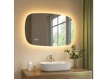 S'afielina Specchio Da Bagno 80×50 Cm Con Illuminazione Specchio Ovale A Led Con Interruttore A Sfioramento, Dimmerabile A 3 Colori Di Luce Regolabili, Antiappannamento, Funzione Memoria