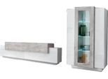 Dmora Parete Attrezzata Maja 45X280X120H Cm Bianco Bianco Lucido, Modulabile 5 Ante Italy
