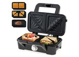 Costway 3In1 Elettrico Per Panini, Piastra Per Waffle E Panini 1200W, Grill A Contatto Portatile Con 6 Piastre Antiaderenti Rimovibili, 5 Controlli Di Temperatura