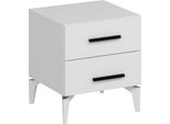 Dmora Comodino Lernan 50X47X56H Cm Bianco, 2 Cassetti Apertura Scorrevole