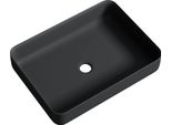 Doporro Lavabo Da Appoggio Rettangolare 55X40X13 Cm In Marmo Resina Antracite Opaco, Lavandino Bagno Senza Foro Rubinetto Colossum812
