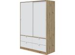 Dmora Guardaroba 2 Ante Pittsfield 60X200H Cm Marrone Rovere Nodi, Appendiabiti 2 Ante