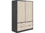 Dmora Guardaroba 2 Ante Pittsfield 60X200H Cm Grigio Antracite, Appendiabiti 2 Ante