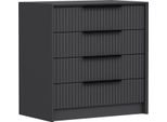 Dmora Cassettiera Jebi 45X72X77H Cm Nero Antracite, 4 Cassetti Apertura Scorrevole