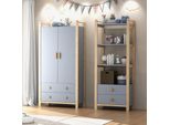 Set Di Armadi Per Bambini Merax, Armadio E Libreria Per La Camera Dei Bambini, Con 2 Ante, 4 Cassetti, Appendiabiti, 4 Livelli, Blu