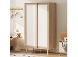 Armadio Per Bambini Merax Con Ante Scorrevoli, Armadio Con Appendiabiti, Spazio Per La Camera Dei Bambini, 80×46×141,5 Cm, Bianco + Natura