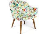 Poltrona Excelsa Mexican Flowers In Poliestere E Multistrato 70X65X83 Cm Multicolore
