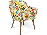 Poltrona Excelsa Fiori Frida Poliestere E Legno 70,5X65X83 Cm Multicolore