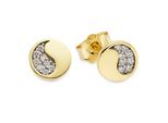 Paar Ohrstecker "Schmuck Geschenk Silberohrringe", Gelbgoldfarben, Kristallweiß, Kristallweiß, Aniston Jewelry & Watches, Ohrringe, Damen, 6,6Mm, Silber 925 (Sterlingsilber), Mit Zirkonia (Synth.)