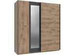 SchwebetüRenschrank Wimex "Texel In Den Breiten 135Cm & 180Cm ErhäLtlich, Inkl. Spiegel", Plankeneiche Nachbildung, Grafit, B:180Cm H:198Cm T:65Cm, Holzwerkstoff, SchräNke, SchwebetüRenschrank, Mit Metallgriffen