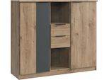 Highboard Wimex "Texel In Der Breite 122Cm, Inkl. Zwei Schubladen", Braun (Plankeneiche Nachbildung, Grafit), B:122Cm H:105Cm T:41Cm, Holzwerkstoff, Sideboards, Highboard, Schubkastenschienen Aus Metall