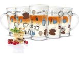 6 Bicchieri Da Latte Macchiato 300Ml Bicchieri Da Caffè Bicchiere Da Tè Con Stampa Colorata Del Caffè