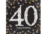 Amscan 511545 - Tovaglioli 40° Compleanno, 16 Pezzi, 33 X 33 Cm, Happy Birthday, Sparkling Celebration