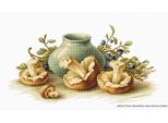 Luca-S Set Punto Croce "Natura Morta Con Funghi Aida"", Schema Di Conteggio, 39X20,5Cm"