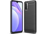 Custodia Per Xiaomi Poco M3, Fibra Di Carbonio, Tpu Silicone Antiurto Custodia Protettiva Nera