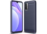 Custodia Per Xiaomi Poco M3, Fibra Di Carbonio, Tpu Silicone Antiurto Custodia Protettiva Blu
