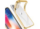 Iphone X Case, Leggero Trasparente Trasparente Gel Tpu Silicone Square Cover Frame Custodia Protettiva Per Iphone X Gold