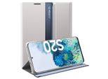 Custodia Galaxy S20, Custodia Sottile In Pelle Con Finestra E Supporto Per Samsung Galaxy S20 Argento