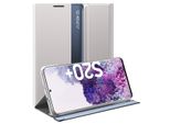 Custodia Galaxy S20 Plus, Custodia Sottile In Pelle Con Finestra E Supporto Per Samsung Galaxy S20 Plus Argento