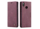 Custodia Huawei P20 Lite, Custodia Retrò In Finto Cuoio, Tasche Per Carte, Chiusura Magnetica, Custodia Con Funzione Stand Per Huawei P20 Lite Rosso
