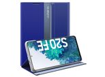 Custodia Galaxy S20 Fe, Custodia Sottile In Pelle Con Finestra E Supporto Per Samsung Galaxy S20 Fe Blu