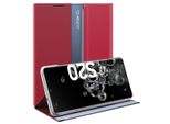 Custodia Galaxy S20 Ultra, Custodia Sottile In Pelle Con Finestra E Supporto Per Samsung Galaxy S20 Ultra Rosso