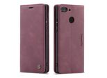 Huawei P Smart Case, Retro Custodia In Finto Cuoio, Tasche Per Carte, Chiusura Magnetica, Custodia Con Funzione Stand Per Huawei P Smart Rosso