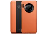 Huawei Mate 30 Pro Custodia, Slim Business Smart View Smart Wake Up/Sleep Flip Cover Cover In Pelle Protettiva Per Huawei Mate 30 Pro Arancione