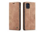 Custodia Galaxy A71, Custodia Retrò In Finto Cuoio, Tasche Per Carte, Chiusura Magnetica, Custodia Con Funzione Stand Per Samsung Galaxy A71 Brown