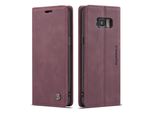 Custodia Galaxy S8 Plus, Custodia Retrò In Finto Cuoio, Tasche Per Carte, Chiusura Magnetica, Custodia Con Funzione Stand Per Samsung Galaxy S8 Plus Rosso