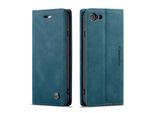Custodia Iphone Se 2020, Custodia Retrò In Finto Cuoio, Tasche Per Carte, Chiusura Magnetica, Custodia Con Funzione Stand Per Iphone Se 2020 / Iphone 7 / Iphone 8 Blu