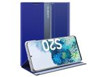 Custodia Galaxy S20, Custodia Sottile In Pelle Con Finestra E Supporto Per Samsung Galaxy S20 Blu