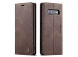 Custodia Galaxy S10, Custodia Retrò In Finto Cuoio, Tasche Per Carte, Chiusura Magnetica, Custodia Con Funzione Stand Per Samsung Galaxy S10 Caffè