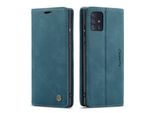 Custodia Galaxy A71, Custodia Retrò In Finto Cuoio, Tasche Per Carte, Chiusura Magnetica, Custodia Con Funzione Stand Per Samsung Galaxy A71 Blu