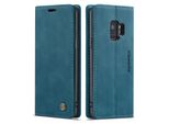 Custodia Galaxy S9, Custodia Retrò In Finto Cuoio, Tasche Per Carte, Chiusura Magnetica, Custodia Con Funzione Stand Per Samsung Galaxy S9 Blu