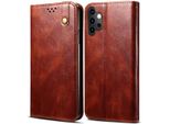 Custodia Per Samsung Galaxy A32 5G, Custodia Flip In Pelle Con Funzione Stand Rosso