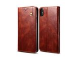Custodia Per Iphone Xs Max, Custodia In Pelle Flip Wallet Con Funzione Stand Rosso