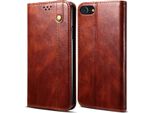 Custodia Per Iphone 8/7/6S/6/Se 2020, Custodia In Pelle Flip Wallet Con Funzione Stand Rosso