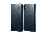 Custodia Per Iphone Xs/Iphone X, Custodia Flip In Pelle Con Funzione Stand Blu