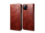 Custodia Per Xiaomi Mi 11, Custodia In Pelle Flip Wallet Con Funzione Stand Rosso