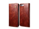 Custodia Per Iphone 8 Plus/7 Plus/6S Plus/6 Plus, Custodia In Pelle Flip Wallet Con Funzione Stand Rosso