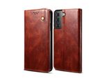 Custodia Per Samsung Galaxy S21 Plus 5G, Custodia In Pelle Flip Wallet Con Funzione Stand Rosso