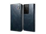 Custodia Per Samsung Galaxy S21 Ultra 5G, Custodia In Pelle Flip Wallet Con Funzione Stand Blu