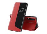 Custodia Per Huawei P20 Pro, Smart View Window Flip Stand Custodia Protettiva In Finto Cuoio Per Huawei P20 Pro Rosso