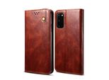 Custodia Per Samsung Galaxy S20, Custodia In Pelle Flip Wallet Con Funzione Stand Rosso