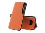 Custodia Per Galaxy S8, Smart View Window Flip Stand Custodia Protettiva In Finto Cuoio Per Samsung Galaxy S8 Arancione