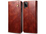 Custodia Per Samsung Galaxy A12 5G, Custodia In Pelle Flip Wallet Con Funzione Stand Rosso