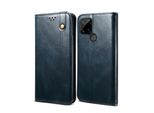 Custodia Per Oppo Realme C21, Portafoglio In Pelle Flip Case Con Funzione Stand Blu